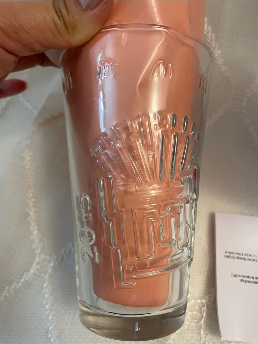 McDonald 1976-2015 Nonoblock Fries Embossed Clear Glass Tumbler/Cup